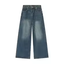 IEFB Summer Men's Denim Pants Old Blue Washed Male Jeans Straight Casual Menwear Loose Wide Leg Trousers 2024 New Fashion 9C354 - AliExpress 200000343