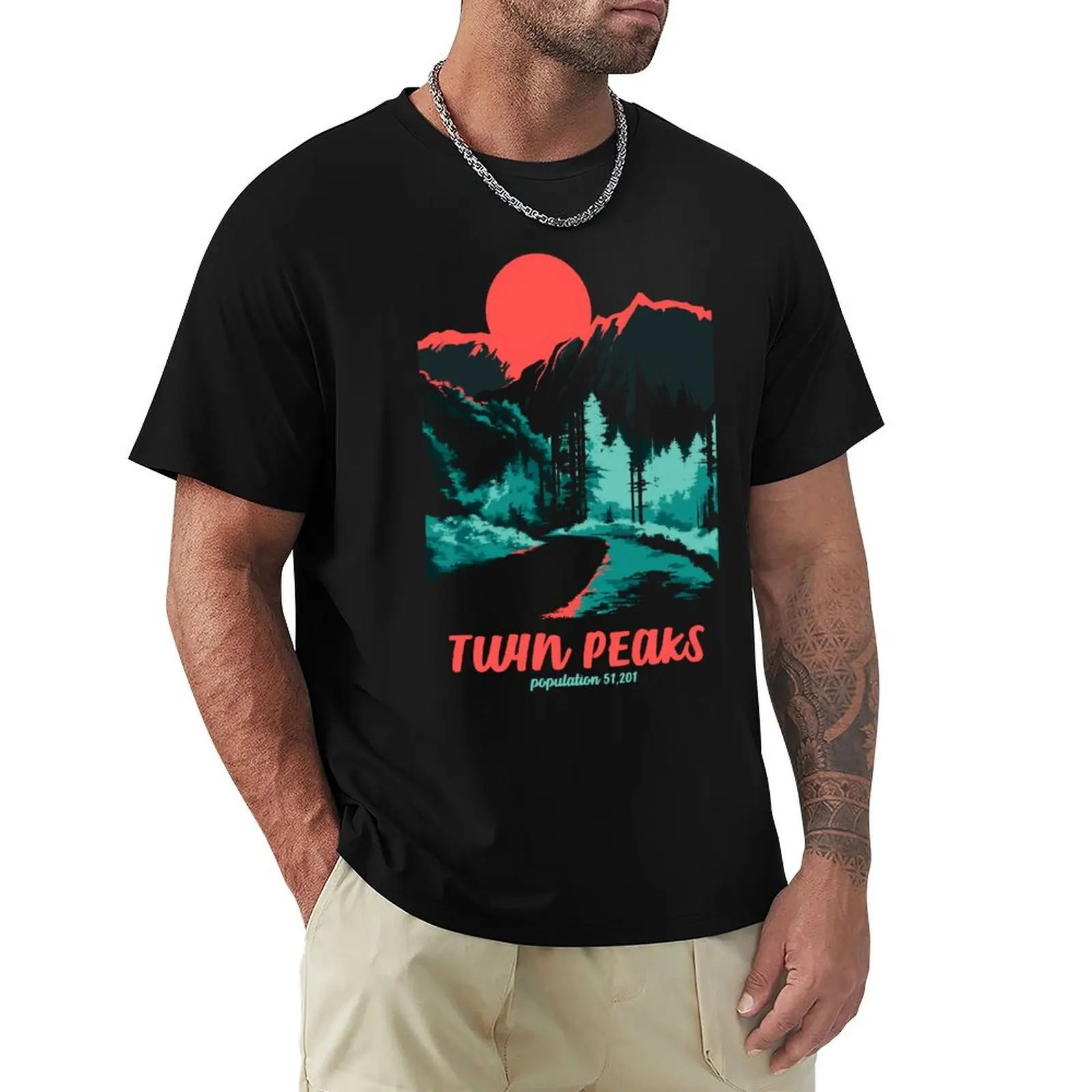 

Twin Peaks Classic National Parks Tonal Welcome Poster T-Shirt plain heavyweights mens graphic t-shirts big and tall