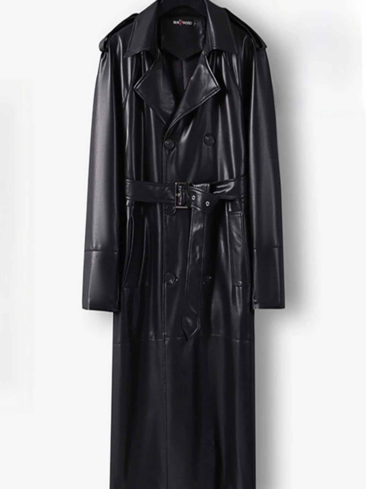 plus Size Men's Long Over-Knee Leather Coat Winter Fashion Urban Style Windproof Warm Button Decorated Straight Cut PU Leather