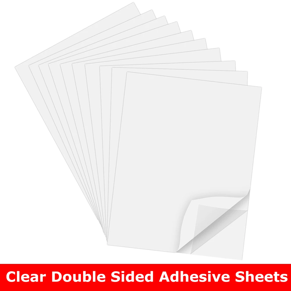 

10pcs/set Clear Double Sided Adhesive Sheets 6*8.5/8.5*11inch Glue Sticker for DIY Card Making Embellishments Supplies 2023