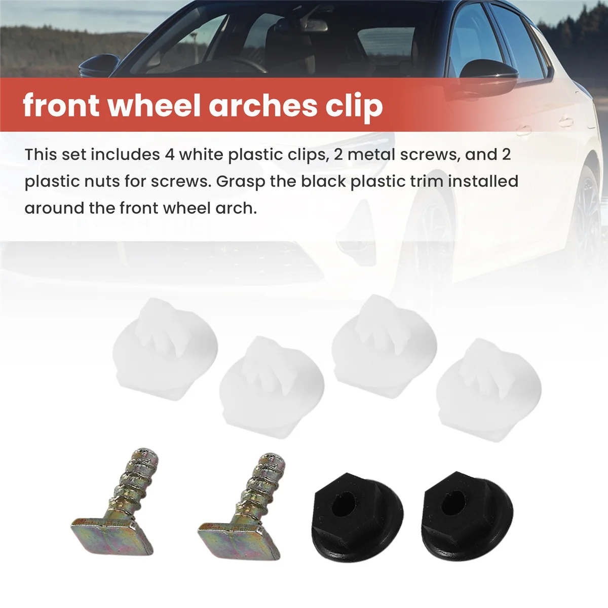 8pc Front Wheel Arch Trim Clips Plastic Metal Screw Nut Set For Vauxhall Corsa C
