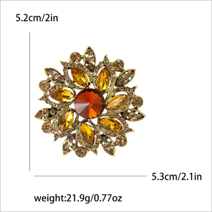 Anmutige Luxus-Kristall-Broschen mit runden Blüten für Damen, trendige Zirkon-Anstecknadeln, Schmuck für Party, Büro, Anzug, Dekoration, Festivalgeschenk – Detail 9