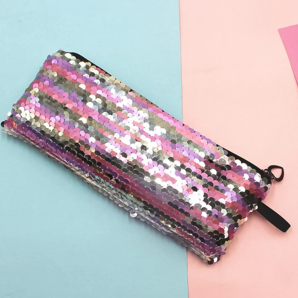 

Sequin Pencil Pouches Case Bag Students Earphone Holder for Glitter Zipper
