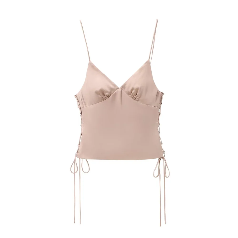 

Летний новый продукт, женская мода и сексуальный дизайн с боковыми ремешками и атласным топом на бретельках