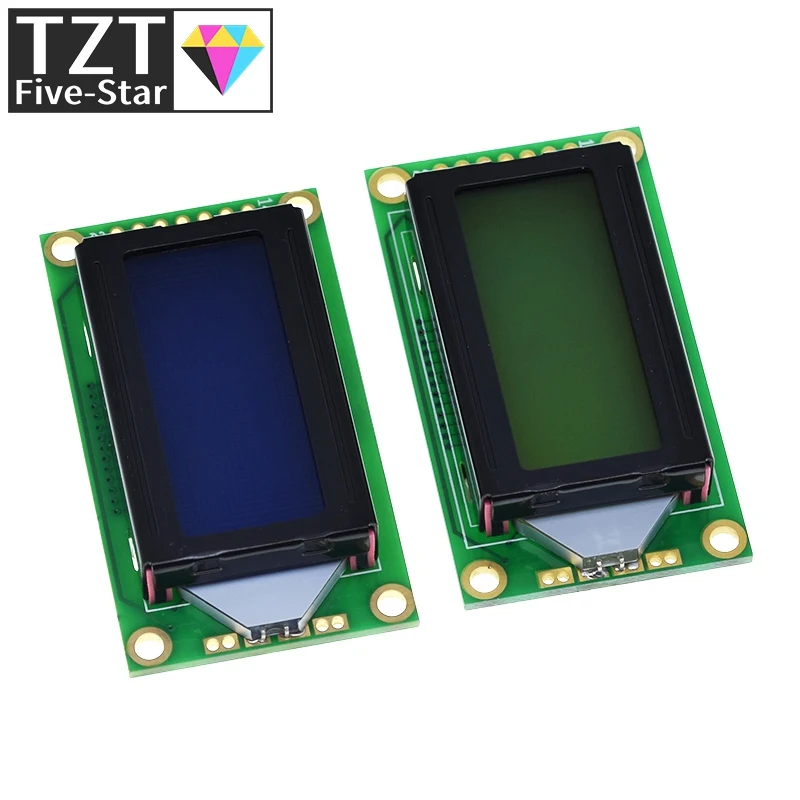 TZT 8 x 2 LCD Module 0802 Character Display Screen Blue / Yellow Green For Arduino