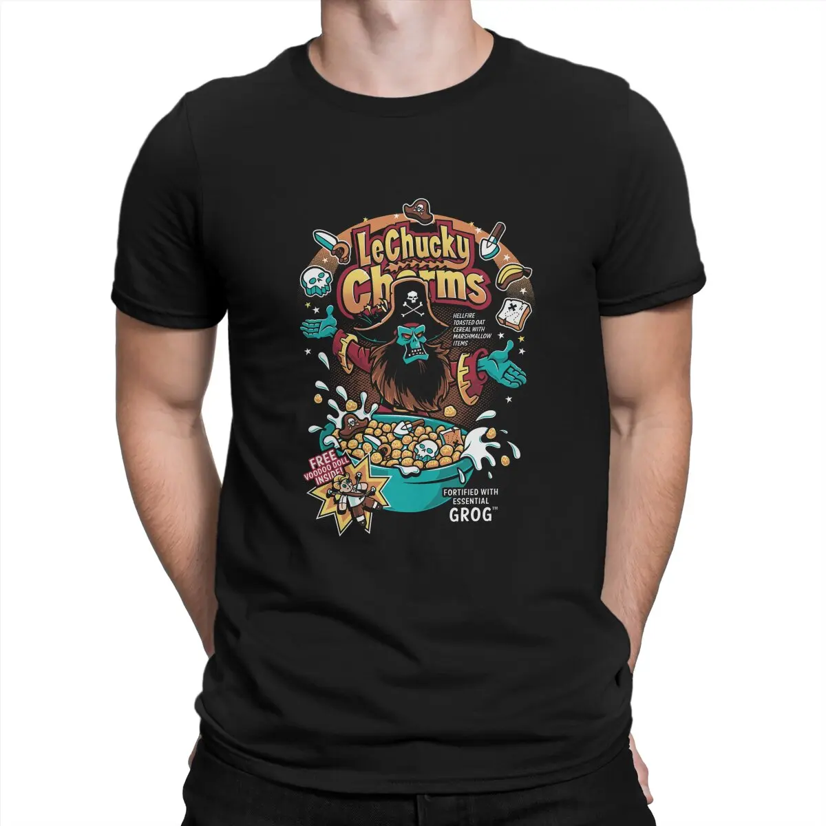 Monkey Island LeChucky Charms T Shirt Vintage Gothic Men's Tshirt Polyester Men Clothes