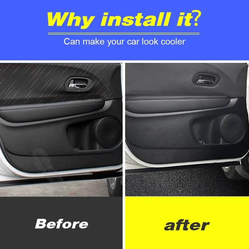 Vtear Car Door Anti-kick Sticker For Honda HRV HR-V 2015-2022 Interior Pad Storage Box Anti-kick Cover PU Leather Auto Accessory