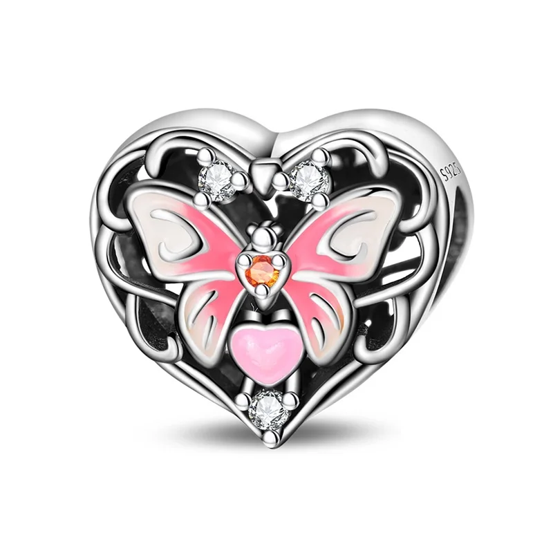 Trendy 925 Sterling Silver European Butterfly Charms Bead Fit Original Bracelet DIY Women Wedding Jewelry Gift