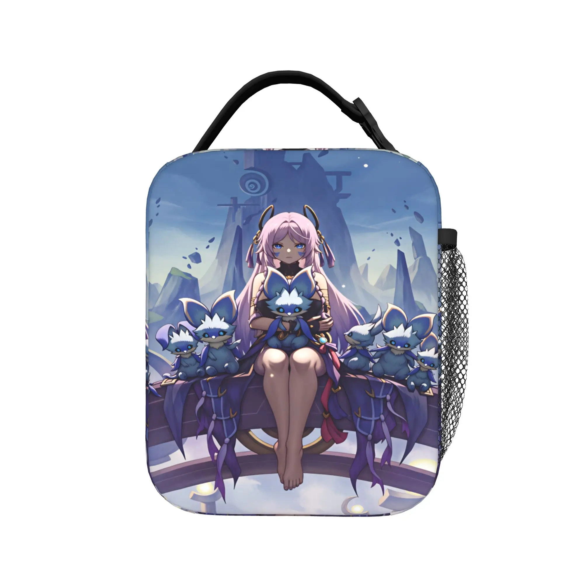 Genshin Impact Lunch Bag Game Casual Lunch Box For Adult Outdoor Picnic Portable Zipper Cooler Bag Waterproof Tote Handbags