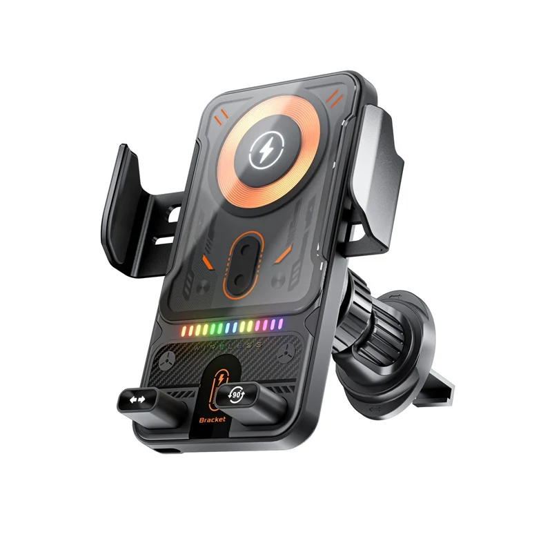 

F18 Auto-Sensing Car Wireless Charger | Electric Rotating Mount | Ambient Light | Compatible with iPhone 16/15/14/Samsung S25U