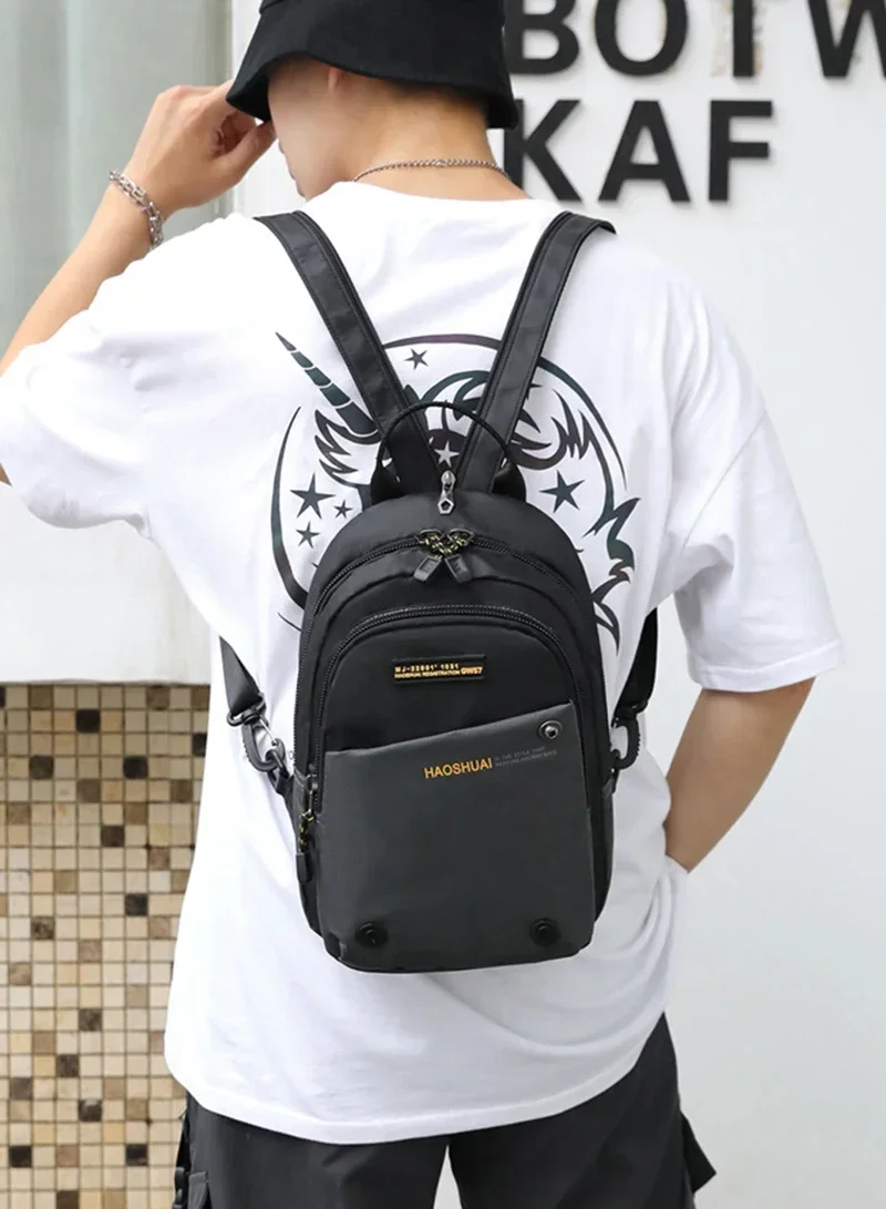 Small Nylon Backpack Rucksack Knapsack for Men Casual Travel Male Messenger Cross Body Chest Pack Bags Daypack