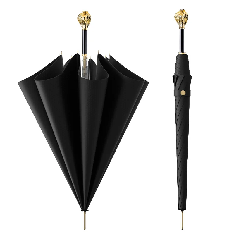 

Light luxury metal animal head handle umbrella thickened straight rod business long handle umbrella high-end gift birthday