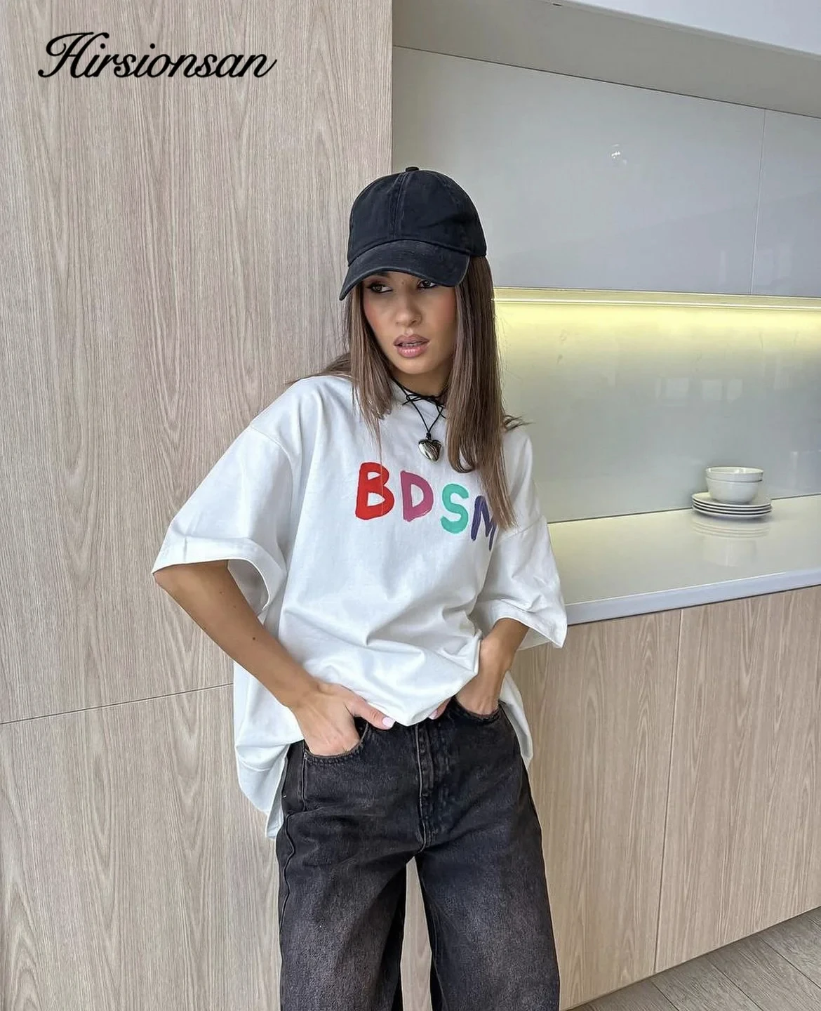 

Cotton Colorful Letter Print Plus Size T-shirt Women's Summer Short sleeved T-shirt Women's Plus Size Higt Street Gothic Top