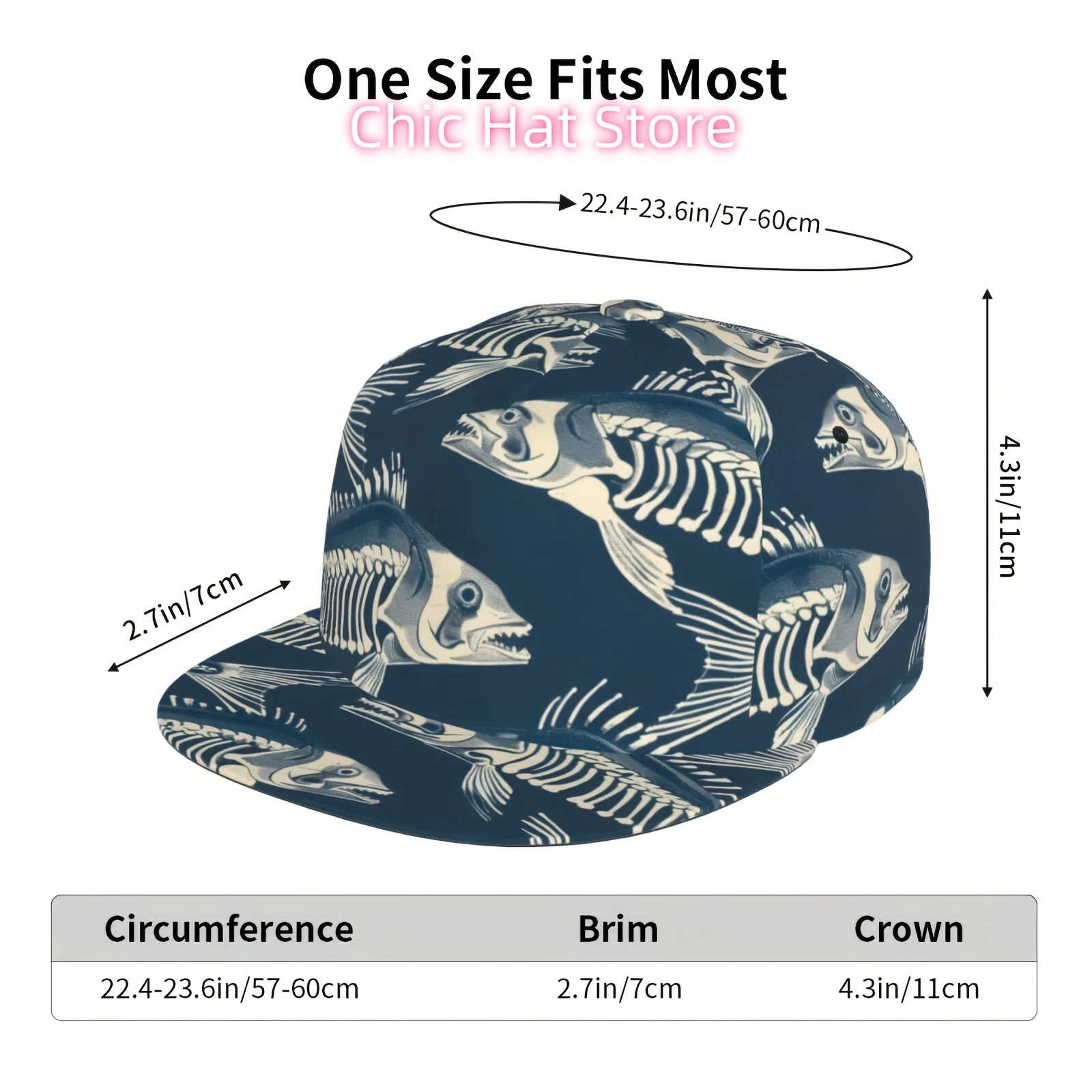 Adjustable Snapback Baseball Cap With Fishbone Design - Breathable Polyester, Perfect For Running & Outdoor Activities