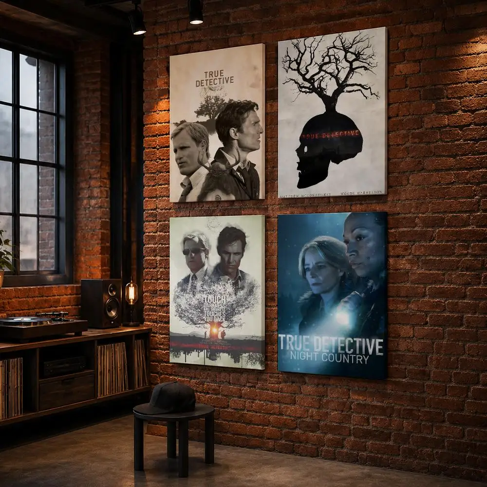 True D-Detective Show Framed Wall Painting Wood Canvas Poster For Living Room Bedroom Hallway Office Home Decor Gift - view 2
