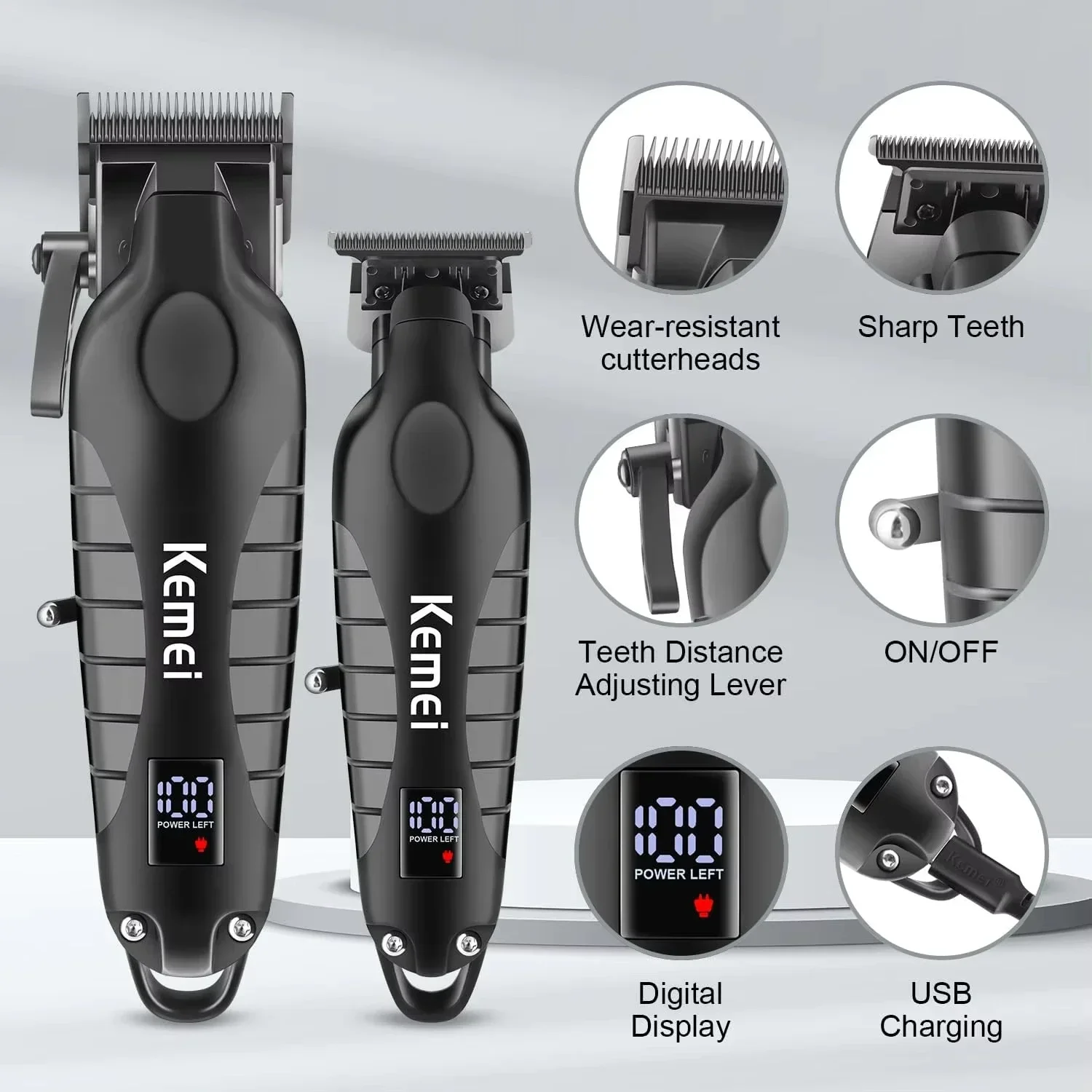 Kemei KM-2290 KM-2293 KM-T95 Professional Cutting Machine Electric Shaver Hair Trimmers with LCD Display Men\'s Hair Clippers