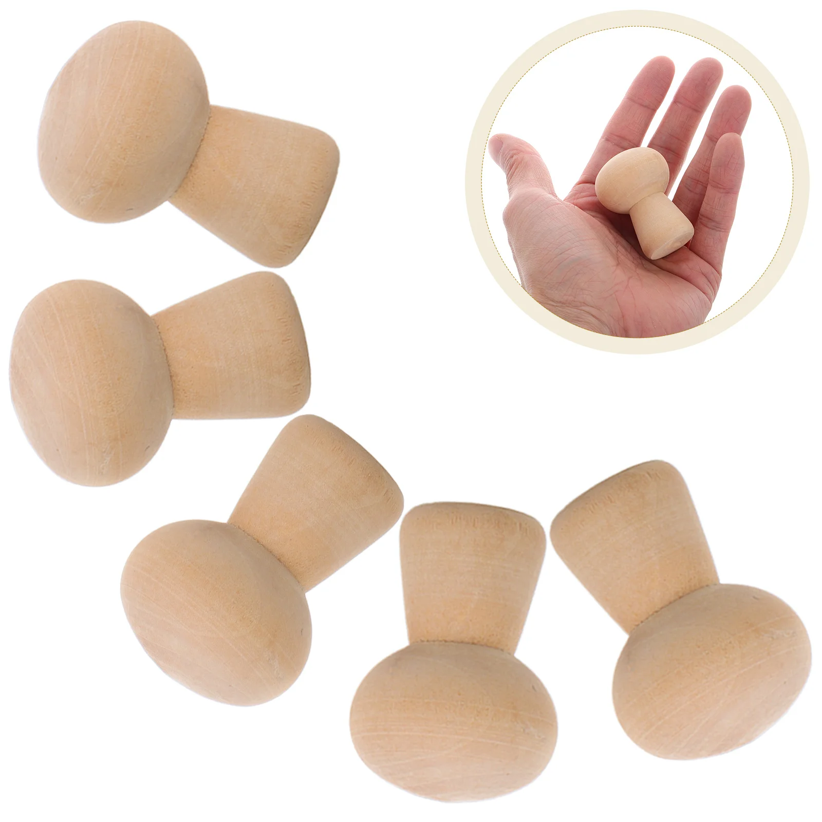 

10pcs Mushroom Shape Diy Ornaments Unfinished Wooden Decor For Kids Crafts Creative Wooden Natural Wood Light Brown