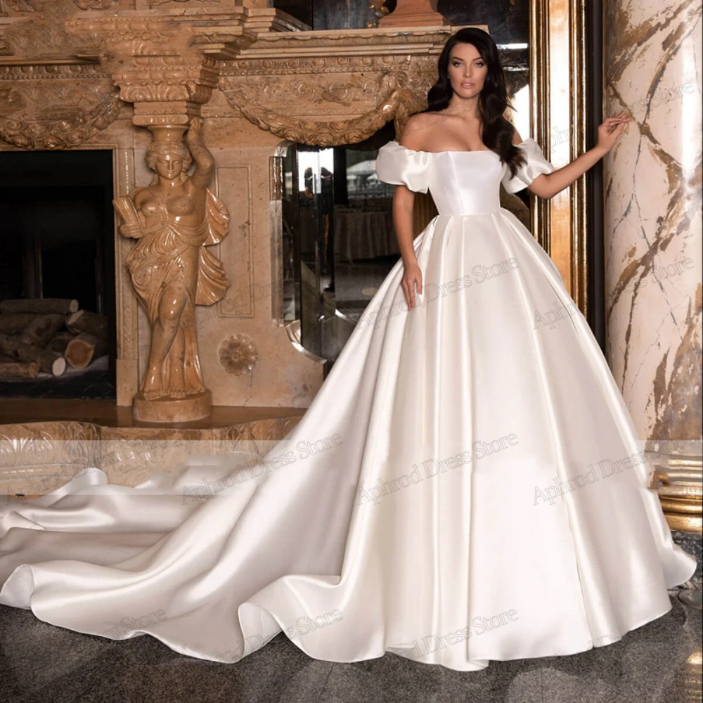 Classic Wedding Dresses Satin Bridal Gowns A-Line Floor Length Robes For Formal Party Sweetheart Vestidos De Novia Customized