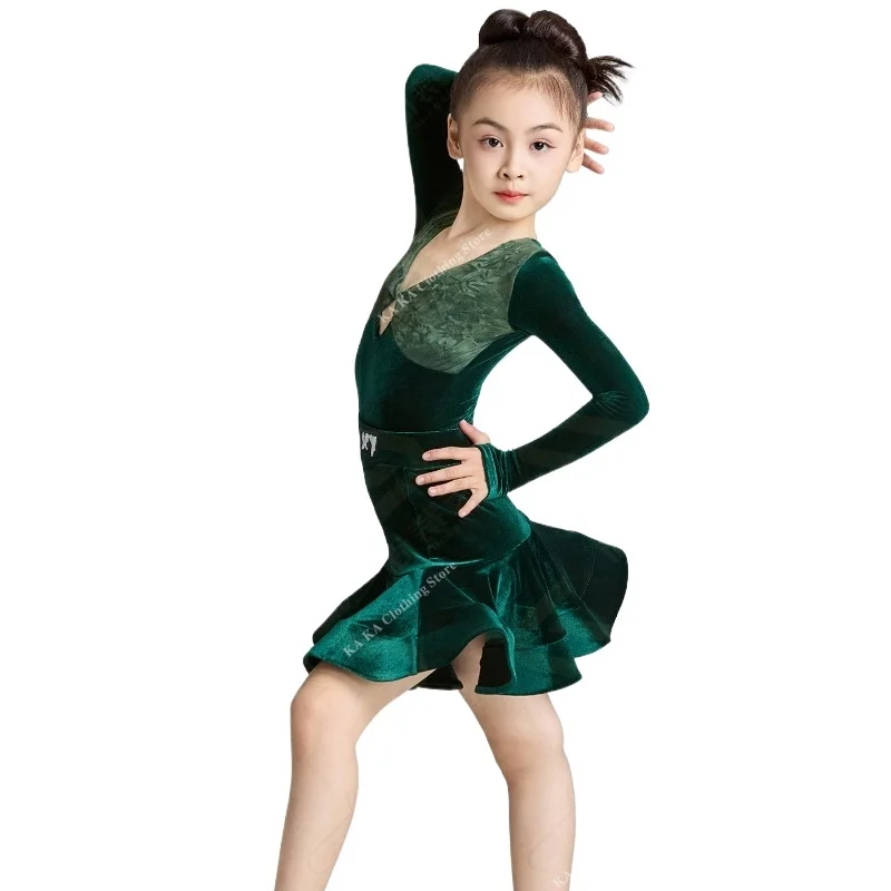 Samba Tango Rumba Latin Dance Costume Kids Salsa Latin Dance Dress Girls Dancing Dress Ballroom Dress Standard Child Dance Skirt