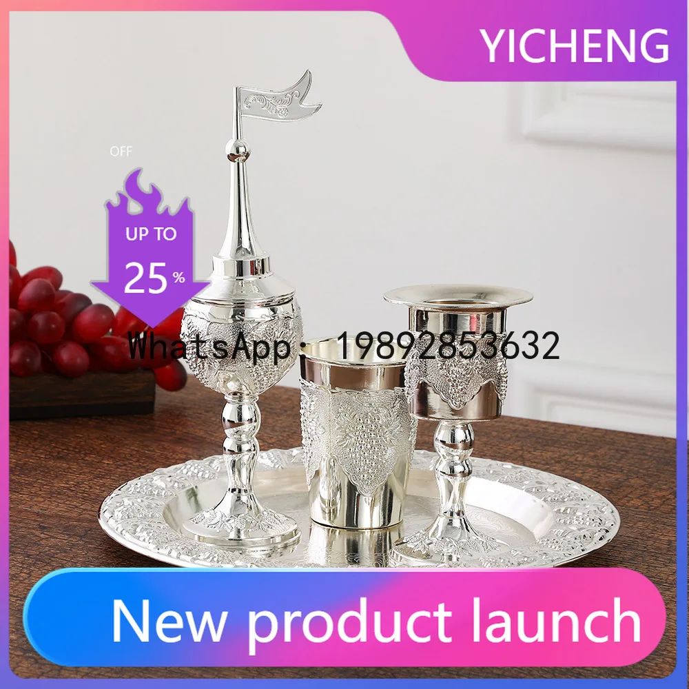 

LYY Vintage Luxury Wine Set with Metal Decoration, Exquisite Gift, Palace-Style Wine Decanter and Glass Set