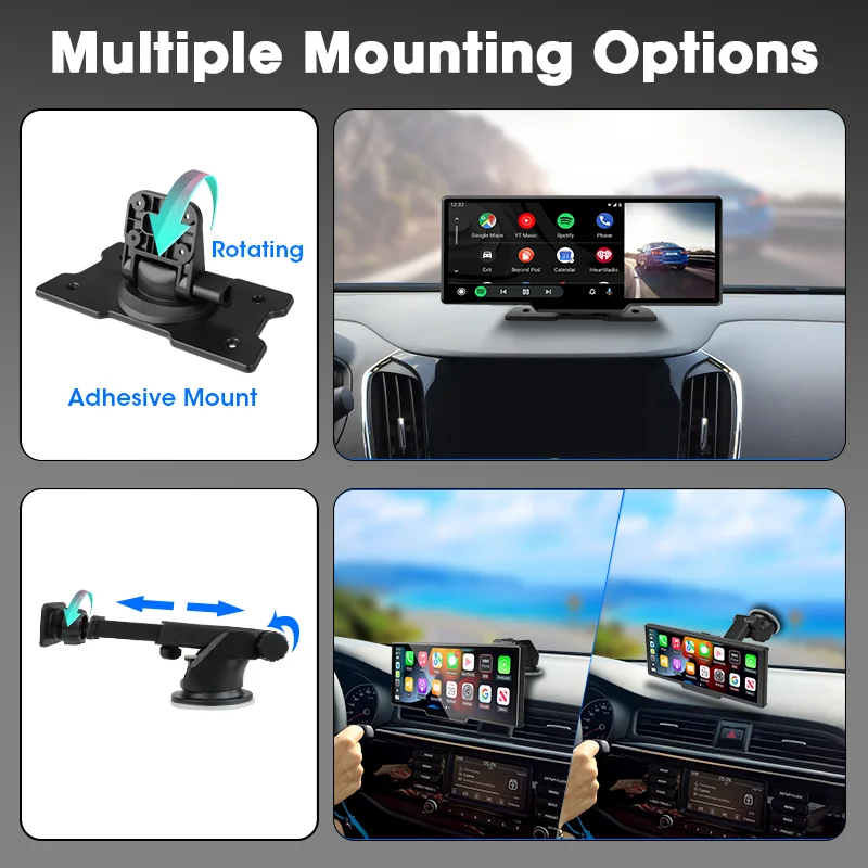 Jansite 5GHz WiFi Dash Cam 4K+1080P Carplay Android Auto 10.26