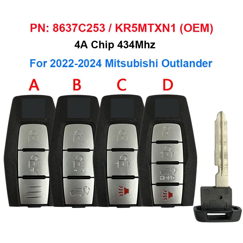 

CN011035 Original Remote control Key For 2022-2024 Mitsubishi Outlander 3 Button Smart Key PN: 8637C253 KR5MTXN1 (OEM)