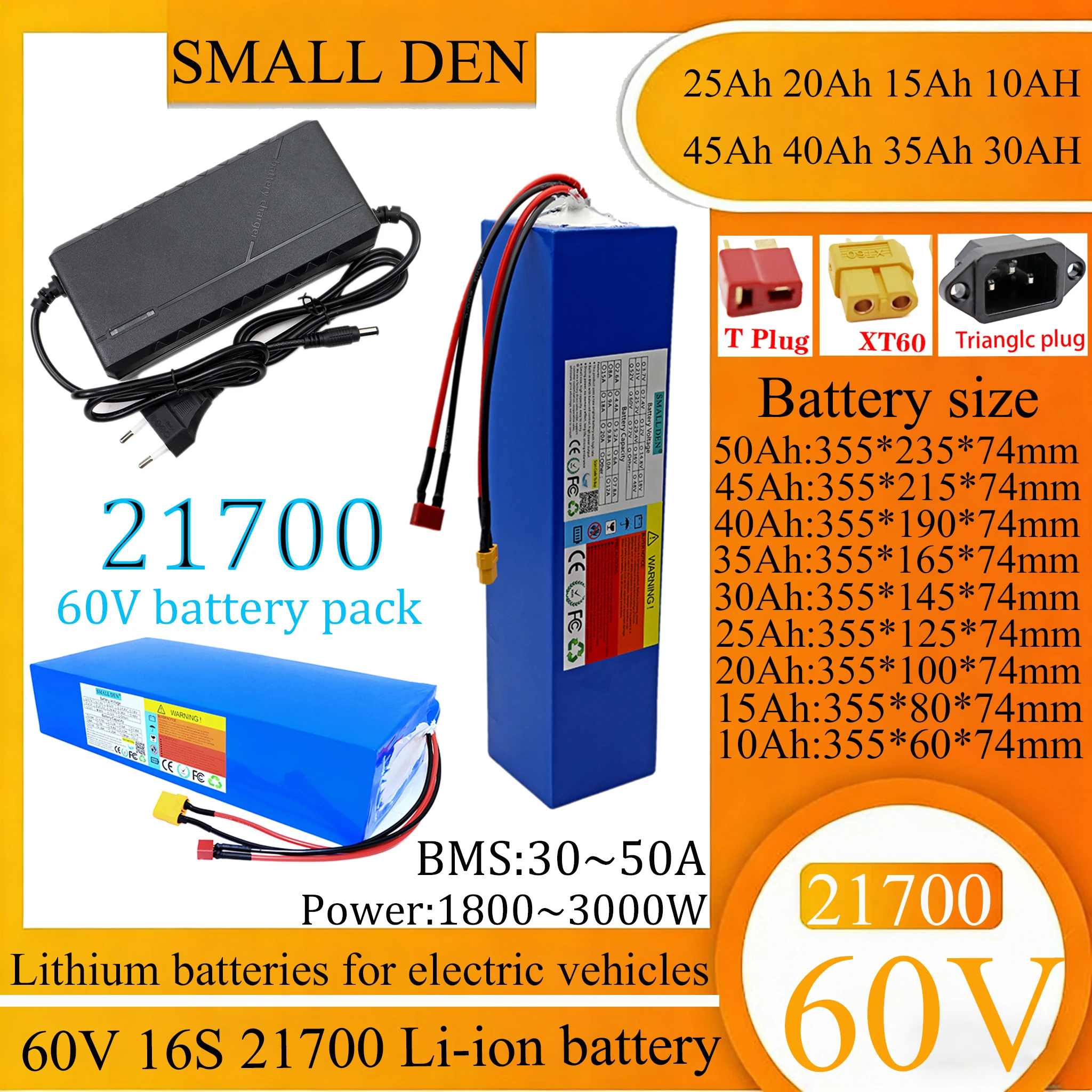 60V 30Ah 21700 Battery Pack - Batterie au lithium 60V 15Ah 25Ah