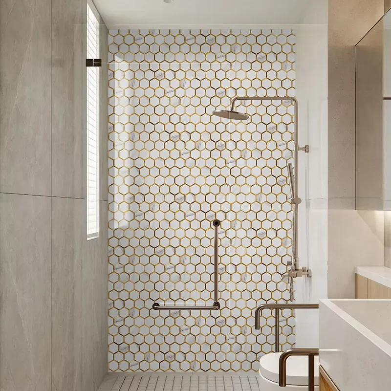 Marble self-adhesive mosaic tile interior bathroom mosaic background wall hexagonal kitchen ceramic mosaic