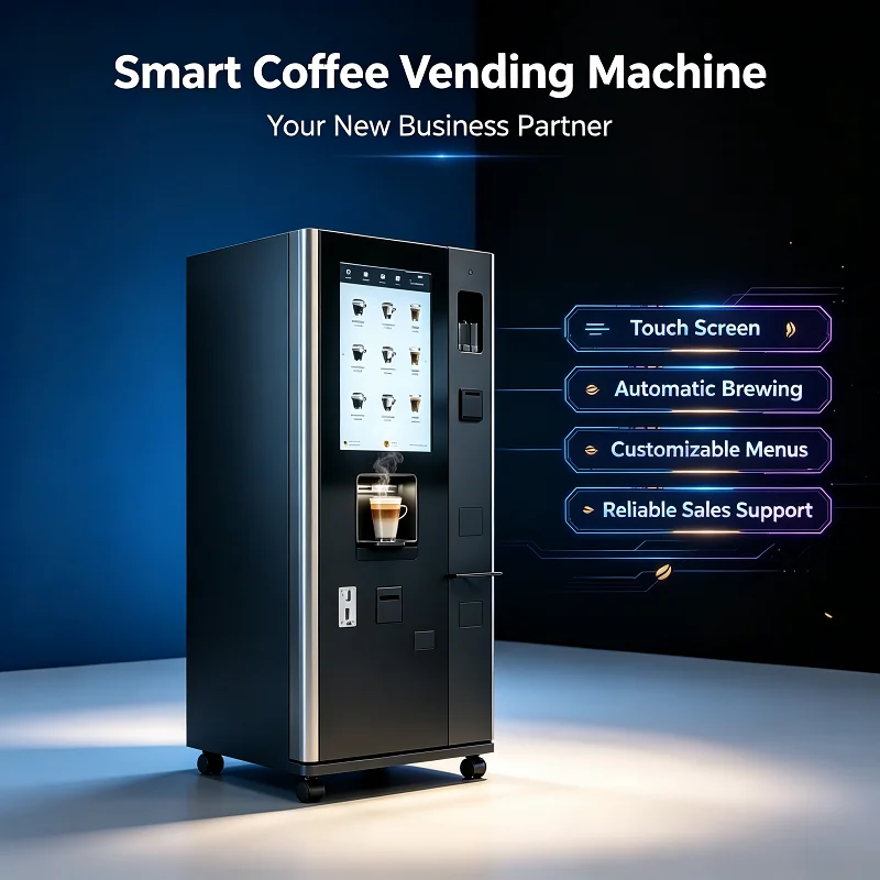 Coffee Vending Machine Desktop, Touch Screen Drink System with Cashless Payment, Compact for Break Room
