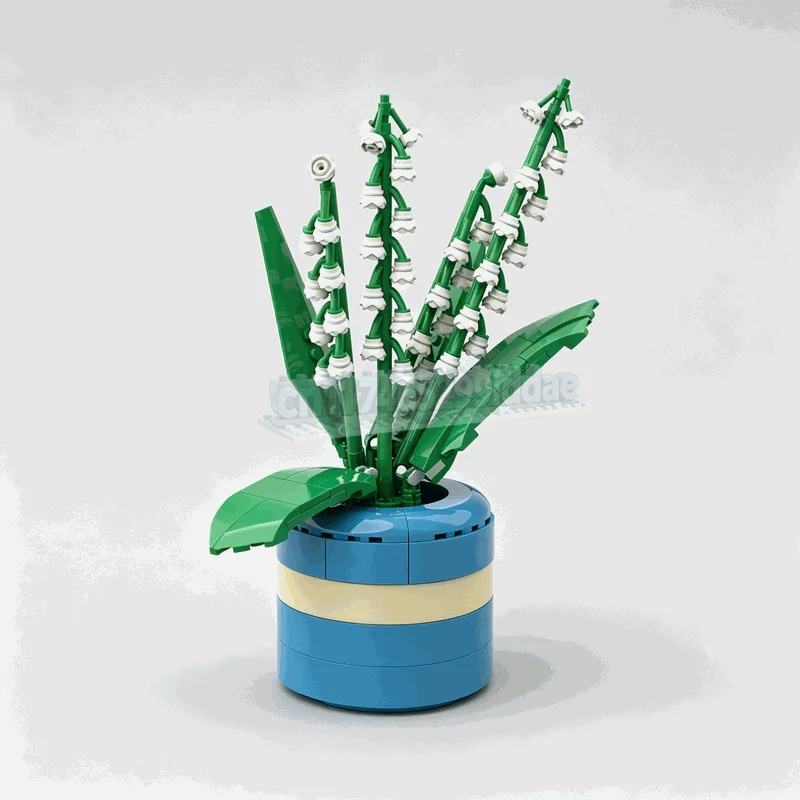 355PCS Mini White Bell Flower Potted Plant MOC Model DIY Assembled Building Bricks Artificial Greenery Floral Decor Display Gift