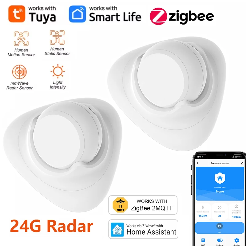 

Tuya Zigbee Human Presence Detector 24G MmWave Radar Luminance/Distance Detection PIR Motion Sensor Support 2mqtt Home Assistant