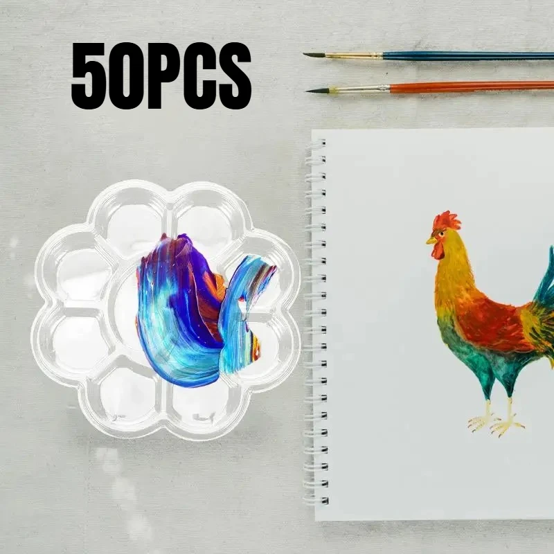 

50Pcs Painting Water Color Watercolor Mixers Disposable Color Mixing Plate Color Pallet Watercolor Mixers Oil Painting