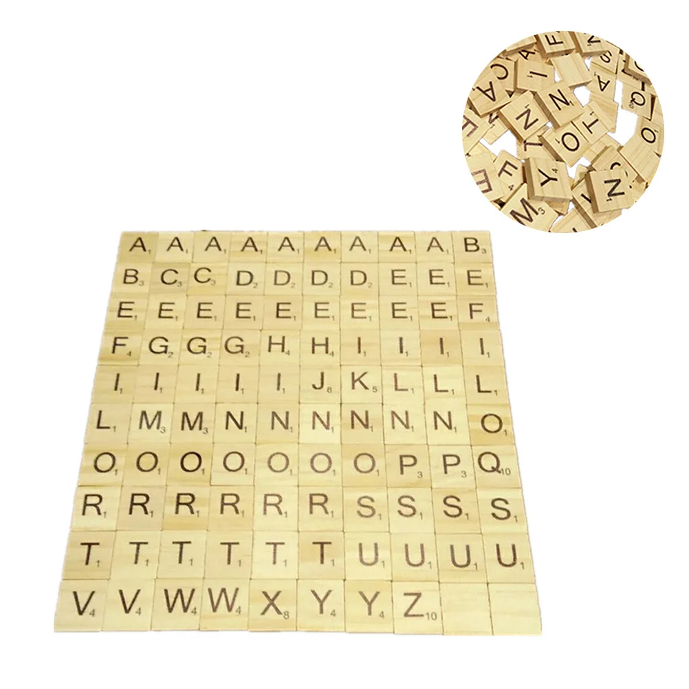 

200Pcs Children Educational Wooden Puzzle Letter Blocks Early Learning Alphabet Chips Safe Smooth Non-Toxic Home School Learning