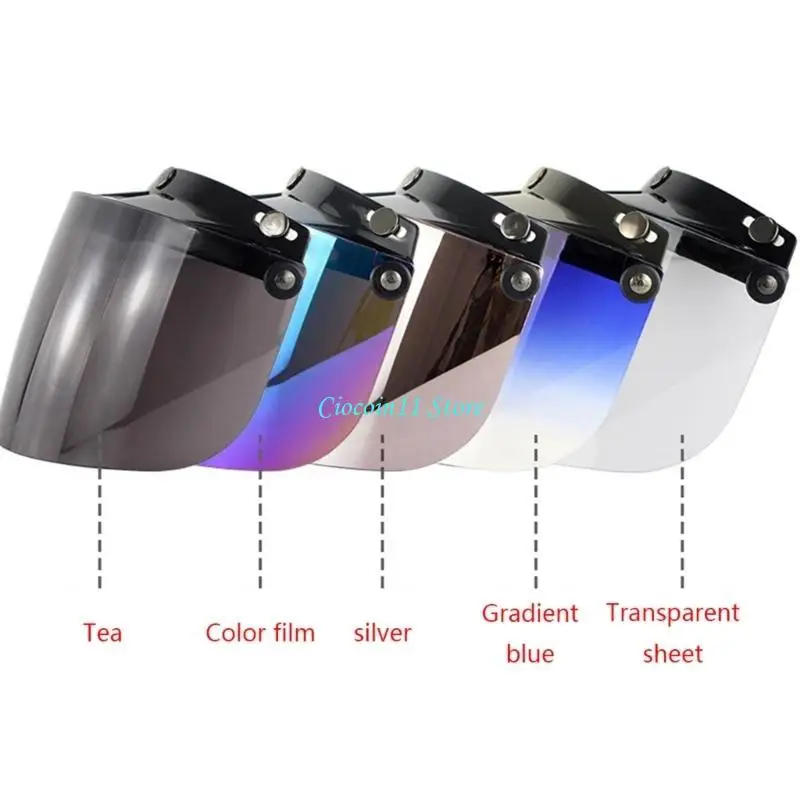 Y1UB Universal 3-Snap Up Open Face Motorcycle Helmets visors Lens Sunglass