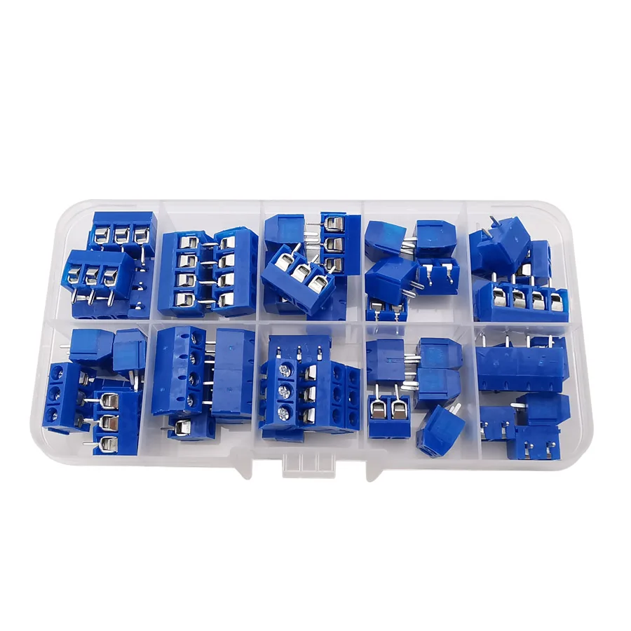 50 buah/kotak KF301 2P/ 3P/ 4Pin PCB sekrup Terminal blok konektor Kit lurus Pin KF301-5.0-2P KF301-3P KF301-4P