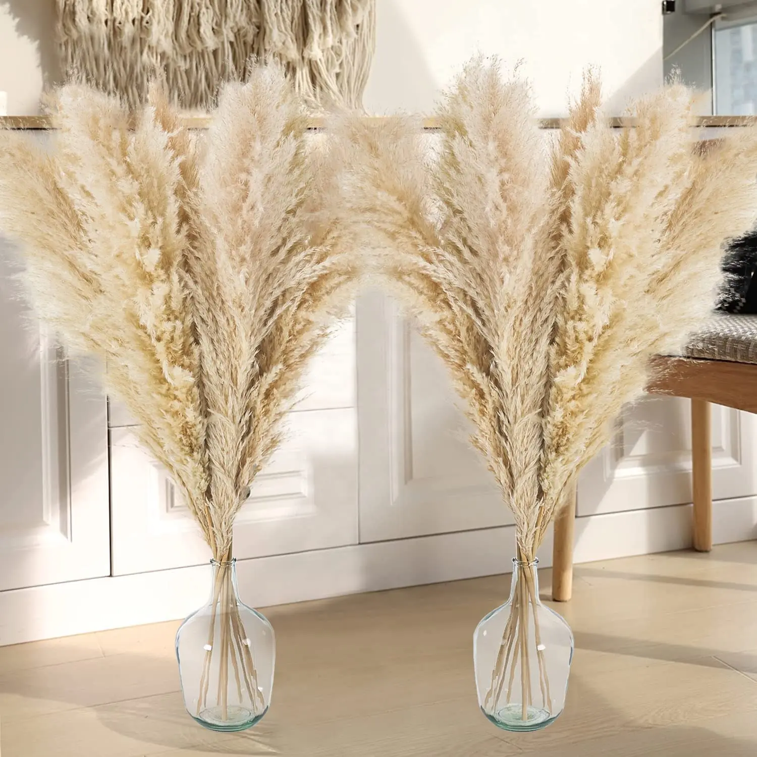 Pampas Grass 120CM Naturelles Fleur Pampa Bouquet de Fleurs Phragmites Communis Decoration Mariage Chambre Maison Salon Boheme