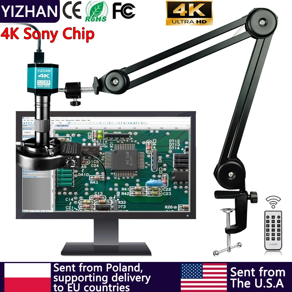 

YIZHAN 4K Digital Microscope For Soldering Sony Chip 48MP 60MP Electronic Microscope For PCB Jewelry Repair, Shipped from Poland