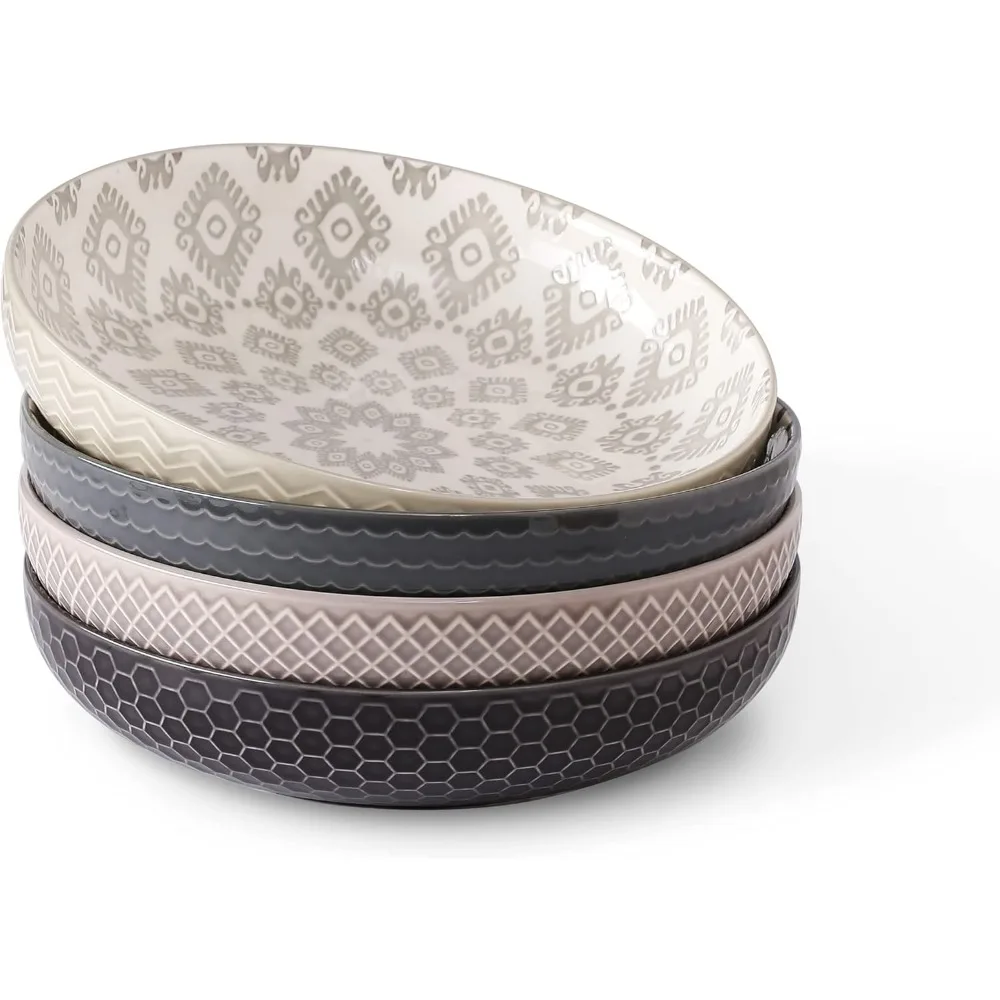 

Набор из 4 больших керамических обеденных мисок на 26 унций — идеально подходит для спагетти, салата и многого другого