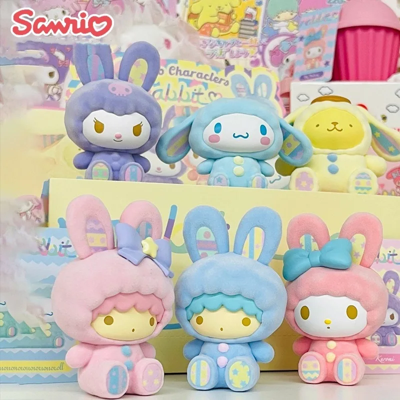 Sanrio Little Rabbit Dress Up Series Blind Box Cinnamoroll Kuromi Melody Bambola fatta a mano Ornamento da tavolo Ragazza Blind Box Regalo