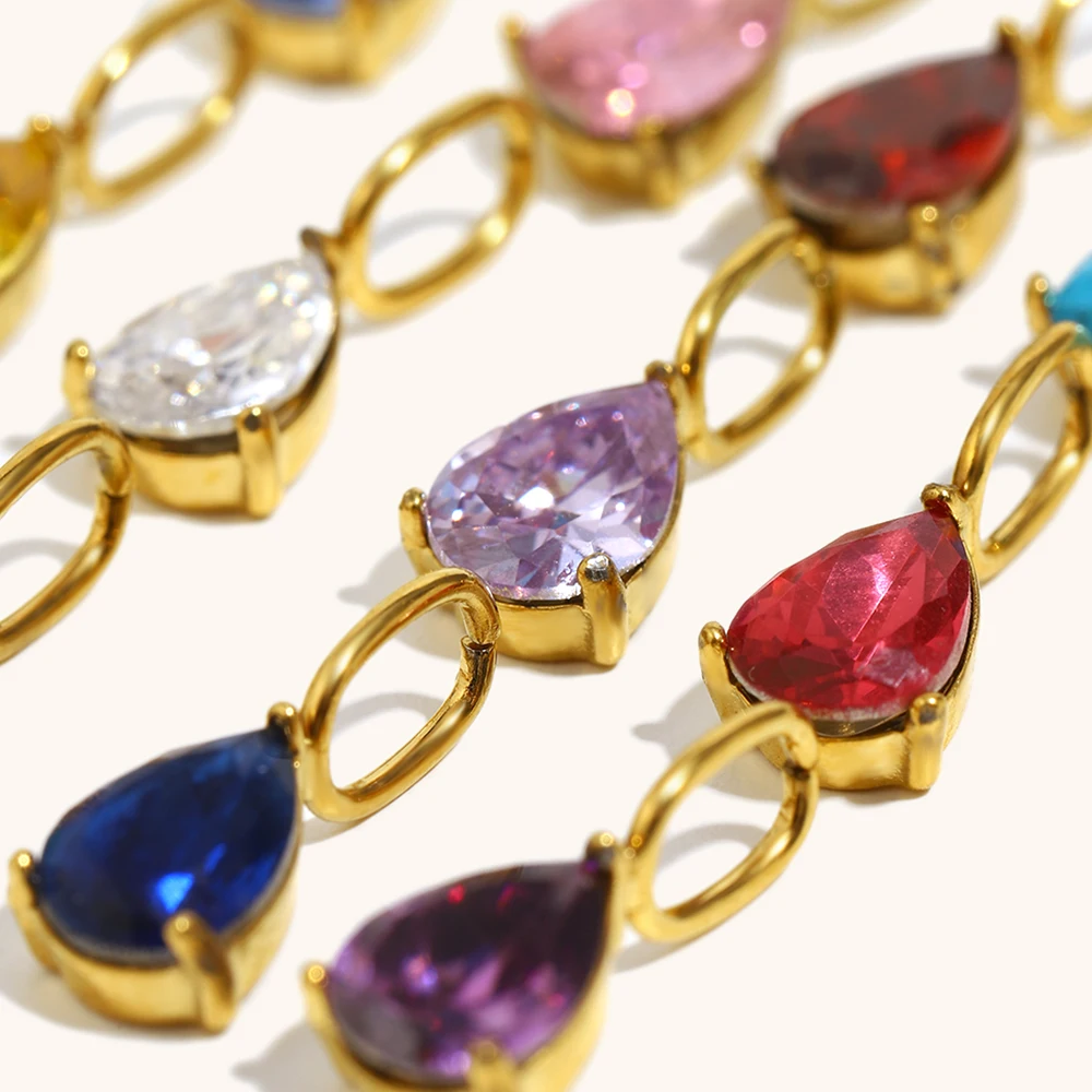 La.Muses الكلاسيكية ديسمبر قطرة الماء الزركون الفولاذ المقاوم للصدأ سحر قلادة لصنع المجوهرات DIY اليدوية إكسسوارات عقد