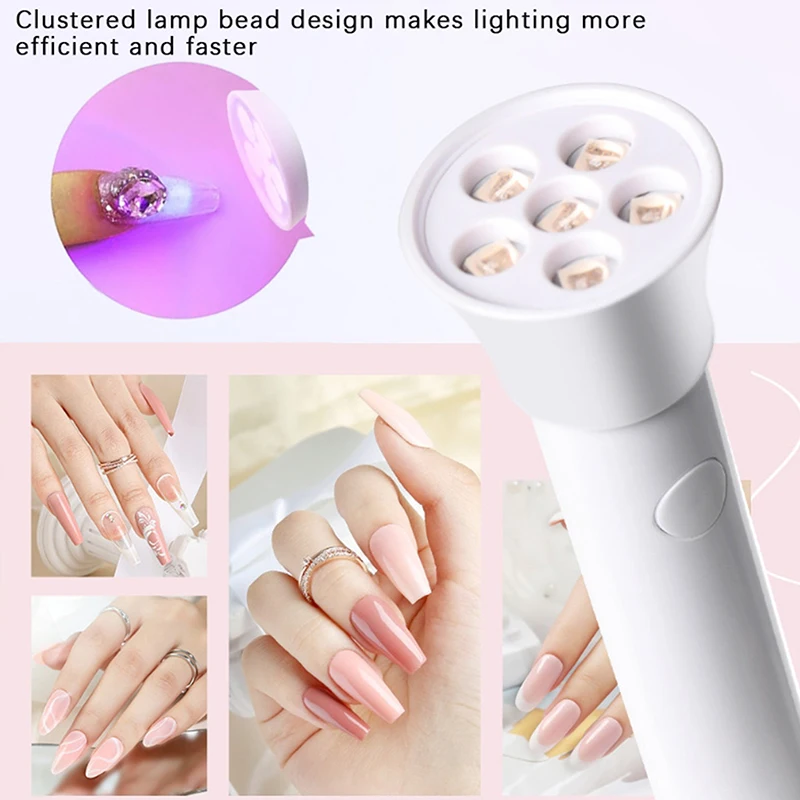 Linterna LED UV portátil de mano para uñas, secador de uñas USB de secado rápido, 6 cuentas LED, máquina de 18W, herramienta de Arte de uñas de Gel seco