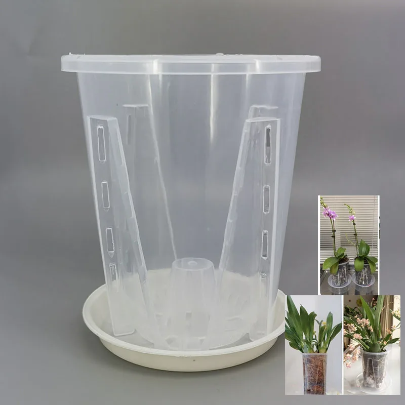 12cm for orchid Plant grow Pot Breathable root control transparent white Thickened Flowerpot Plastic Tall Flower growing pot s1