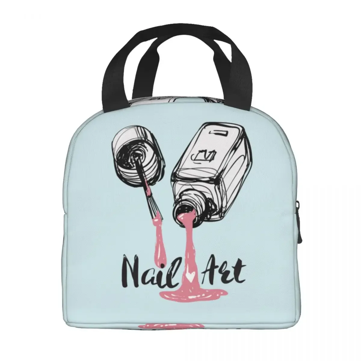 Modern Nail Polish Thermal Insulated Lunch Bag Women Manicure Manicurist Portable Lunch Tote for School Multifunction Food Box