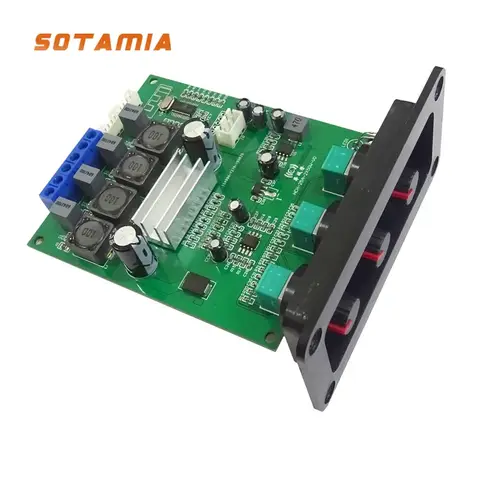 SOTAMIA TPA3116 Bluetooth 5.0 Power Amplifier 2x50W Sound Amplifiers Stereo Home Audio Amp Treble Bass Adjustment With Panel
