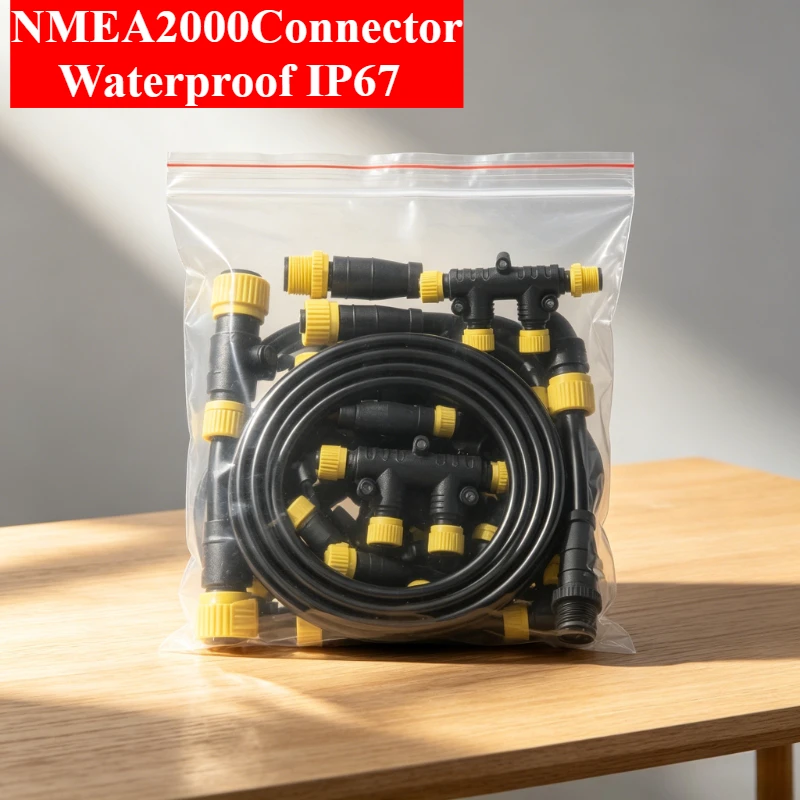 5-Pin M12 Wasserdichter Yacht-Instrumentenstecker NMEA2000 Kabelset IP67 Rostfreier T-Typ Steckverbinder Kabel Stecker auf Buchse Verlängerungskabel