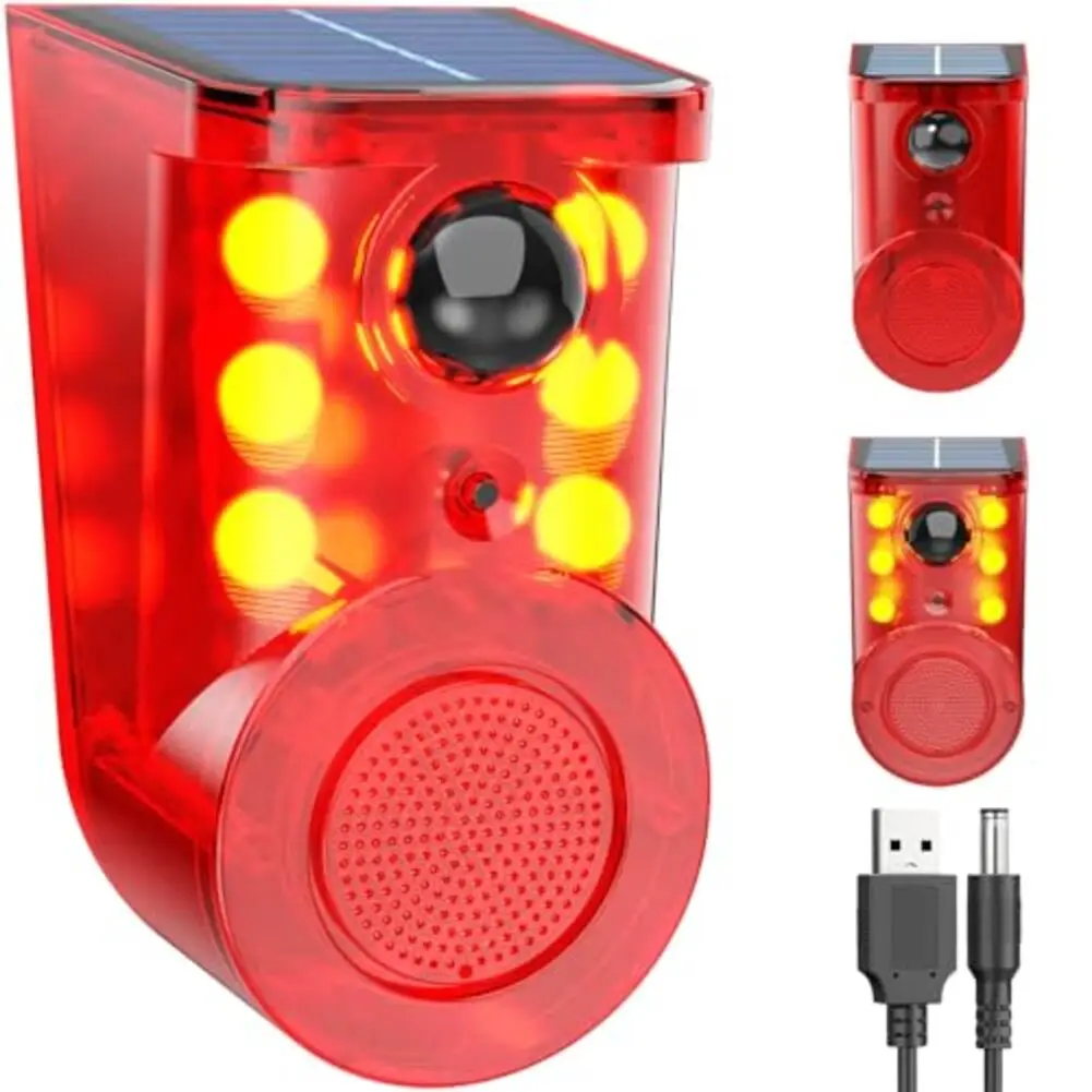 1PC Solar Motion Sensor Alarm Device Audible And Visual Alarm Waterproof 110dB Alarm&Strobe Light For Indoor Electrical Parts