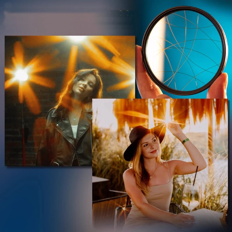 

funny irregular light elongation streak filters 67mm 77mm 82mm blue orange white scattering sunlight Messy lighting filter
