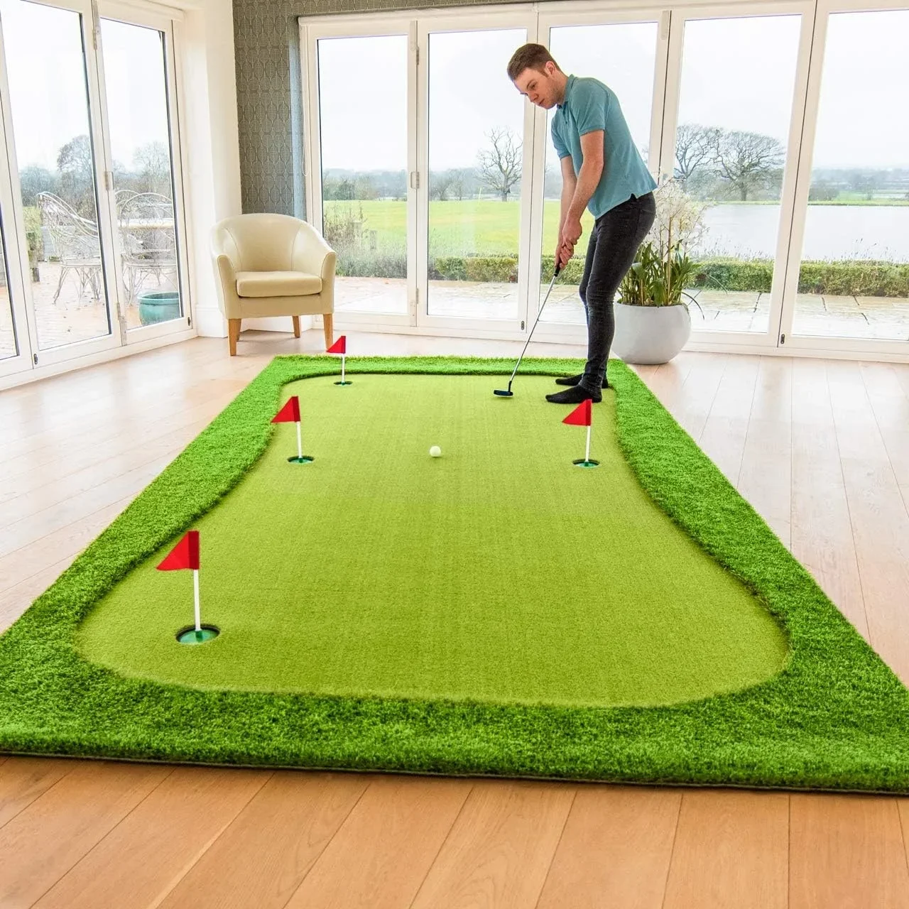 

OEM Mini Golf Course Outdoor Indoor Practice Golf Putting Training Mat Portable Large Size Golf Putting Green For Indoor Use