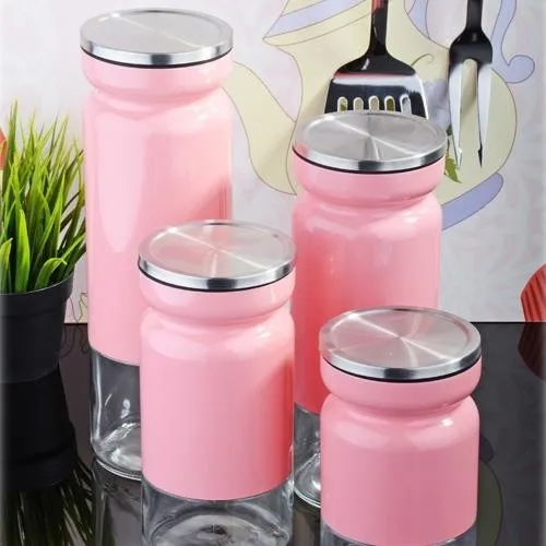 Kosova DK-075 Metal 4'lü Jar Set Pink