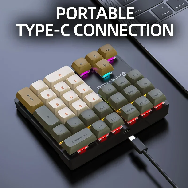 33-Key Laptop Numeric Keyboard External Wired K33 Mechanical Numeric Keypad With Multi-color Lights for Finance, Business